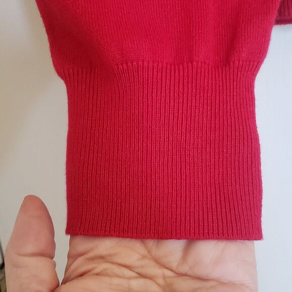 Vintage 80's Cardigan Sweater Black Soutache Red Faceted Buttons - Picture 6 of 14